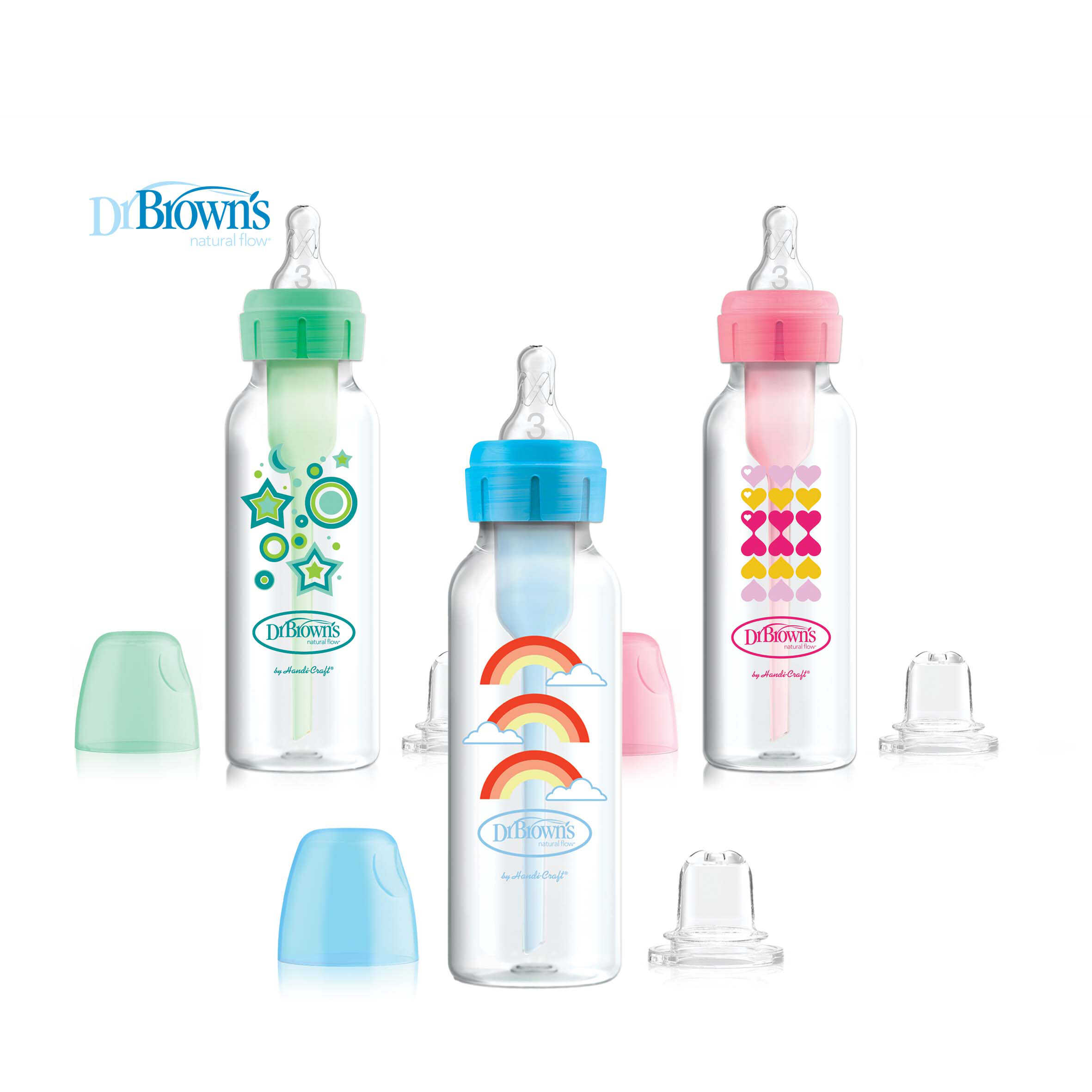 Dr Brown \'s 250ml PP Narrow Neck "OPTIONS+" Transition Bottle w/Sippy Spout (Pink/Blue/Green)