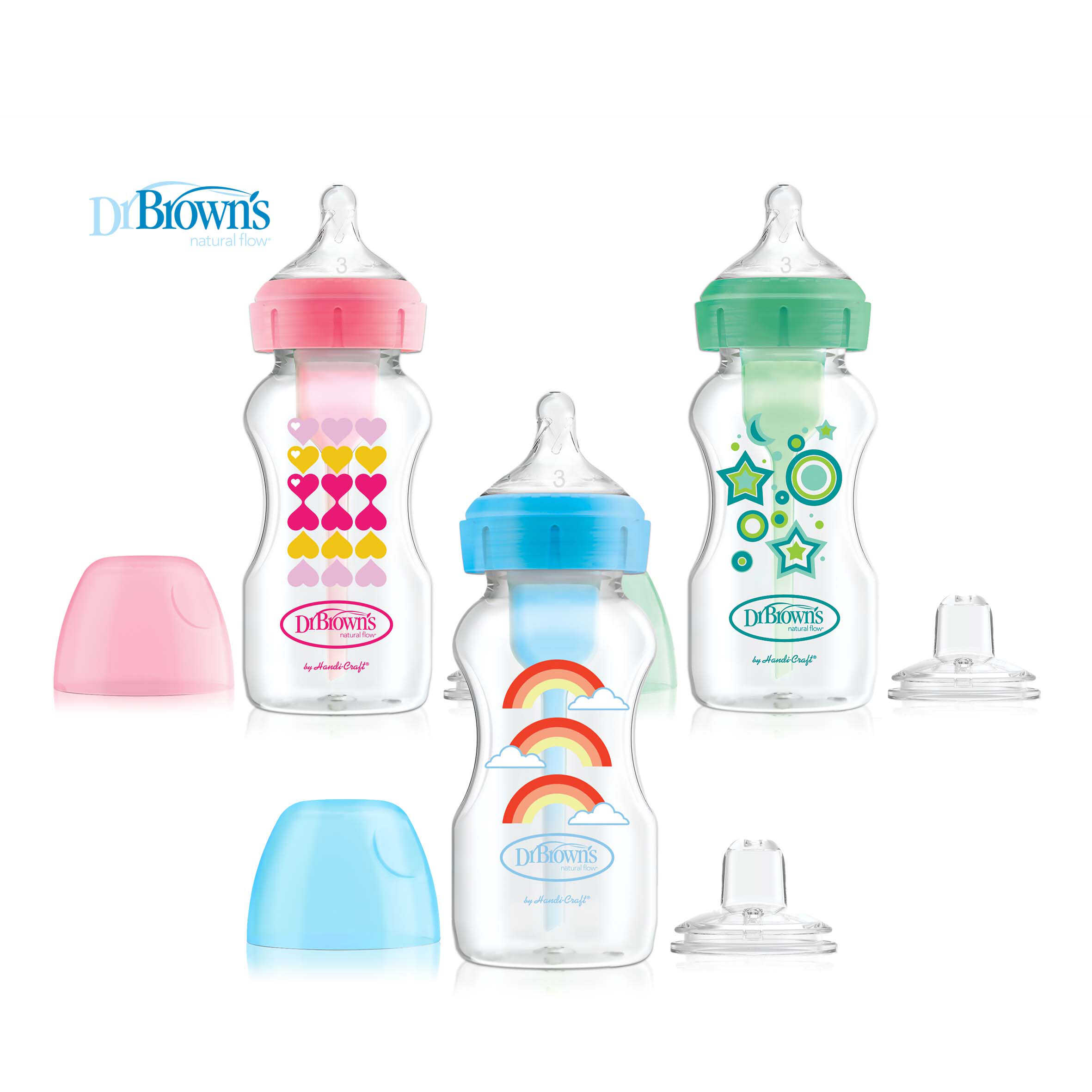 Dr Brown \'s 270ml PP Wide Neck "OPTIONS+" Transition Bottle w/Sippy Spout (Pink/Blue/Green)