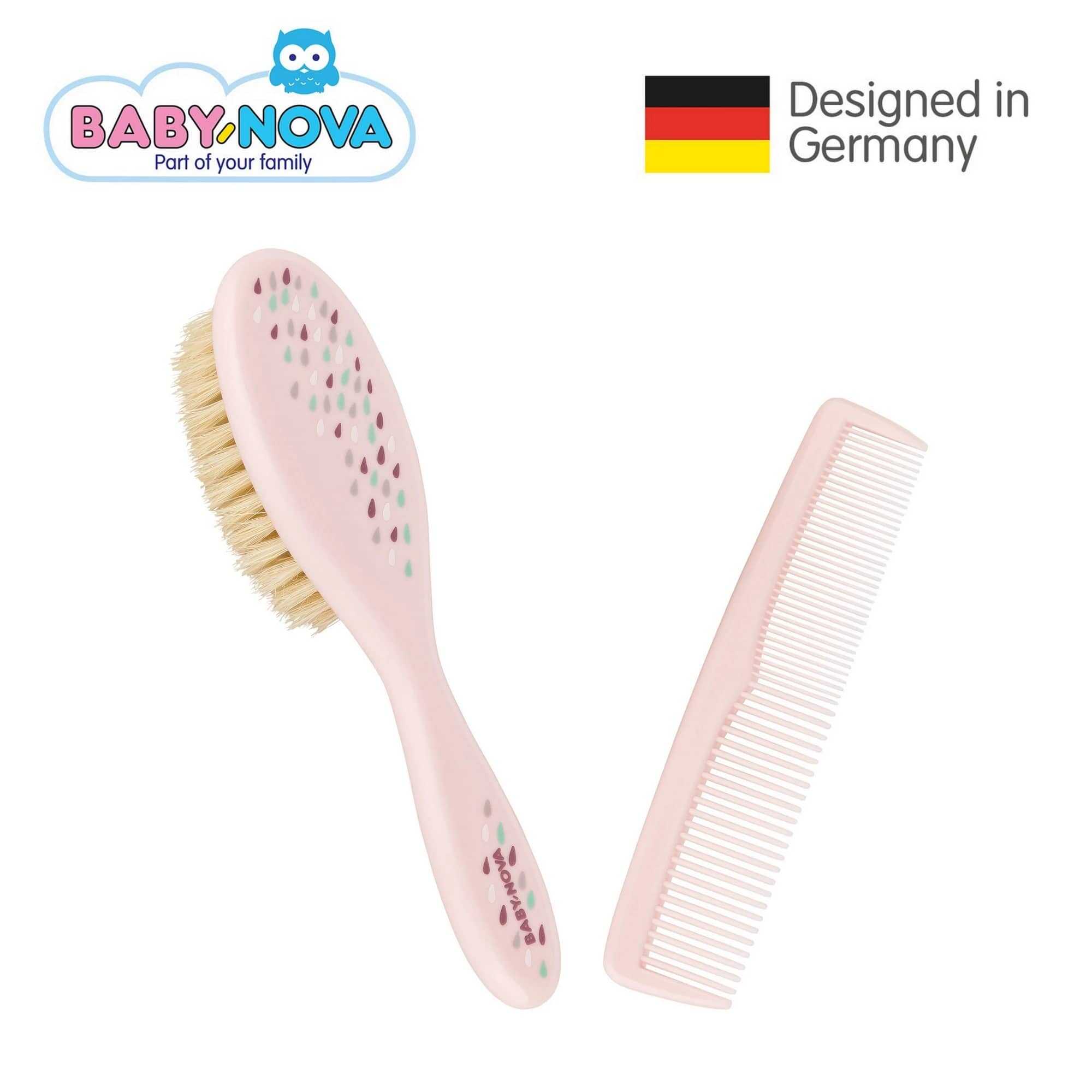 Baby Nova Brush Comb Set with Natural Bristles