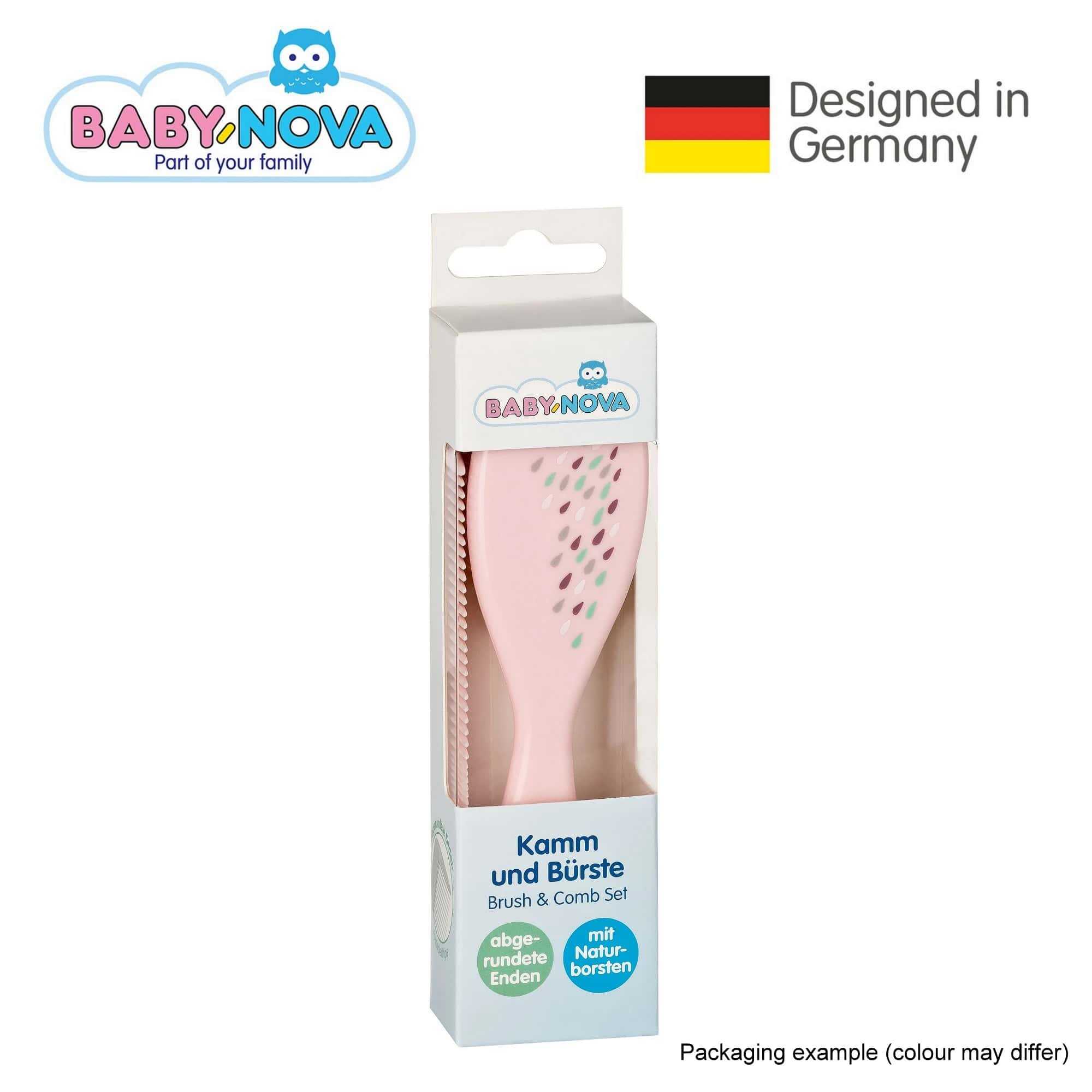 Baby Nova Brush Comb Set with Natural Bristles