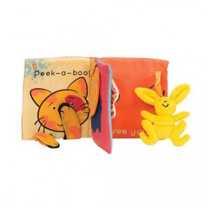 BToys Peek-A-Books baby first soft book with stimulating colors and touch-feel textures