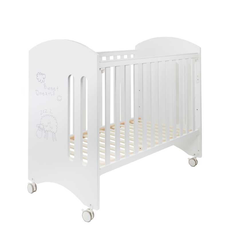 Happy Sheep Convertible Cot White with Mattress Bundle FREE Toddler Side Guard