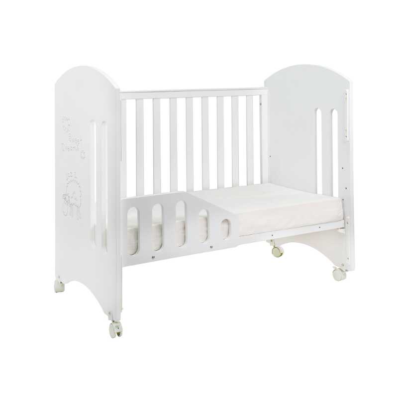 Happy Sheep Convertible Cot White with Mattress Bundle FREE Toddler Side Guard