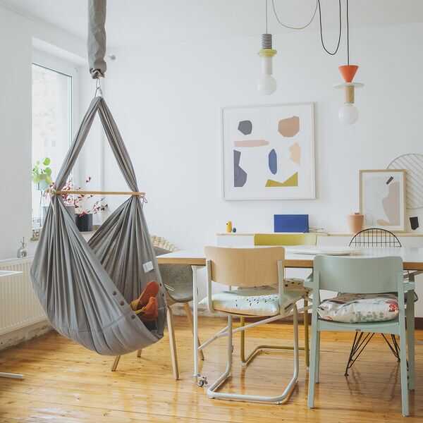 NONOMO Swinging Hammock-Set Baby Classic with Polyester Mattress and Ceiling Fixture