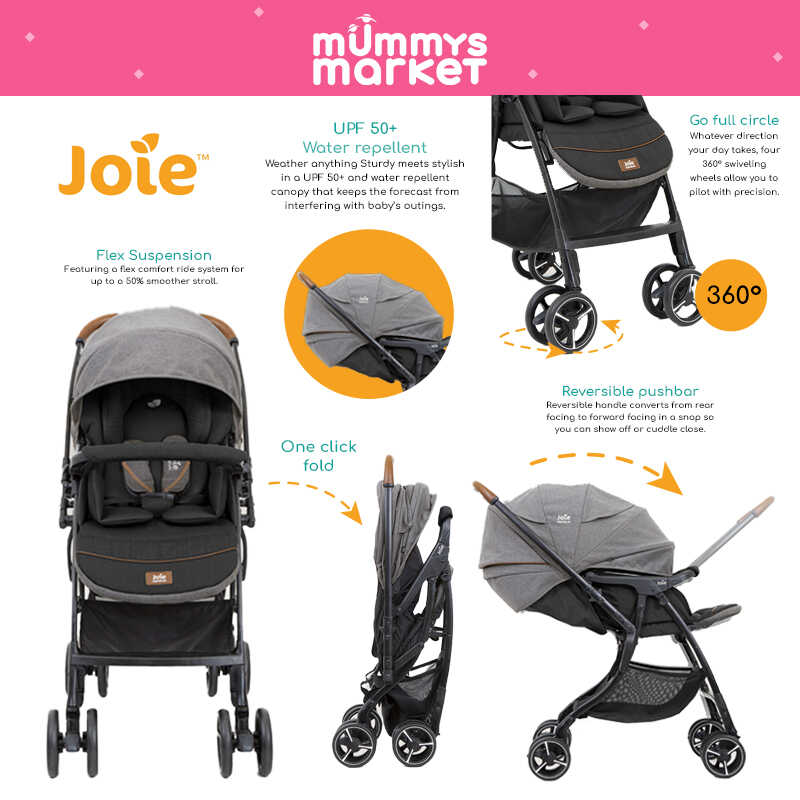Joie SMA Baggi 4WD Flex Drift Stroller + Free Rain Cover