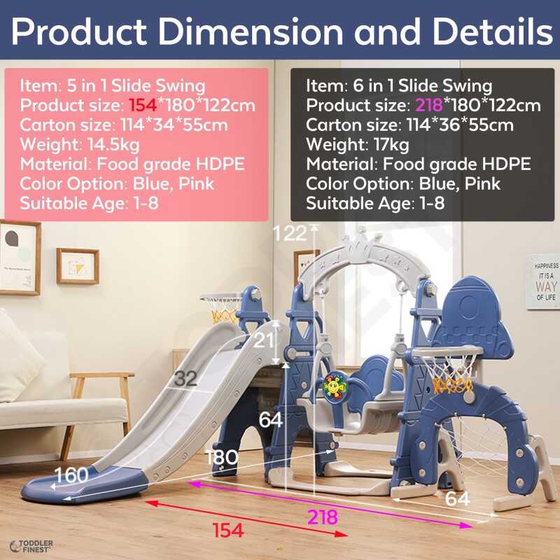 ToddlerFinest 5-in-1 Slide Swing for Kids Toddlers