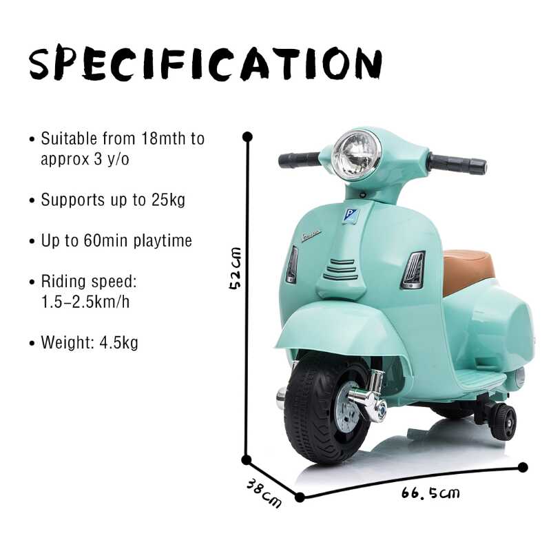 Vespa GTS Mini Electric Ride-On Kids Scooter