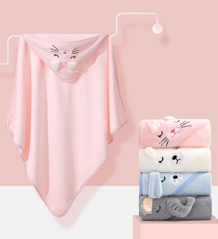 Emmanuel Hooded Bath Towel With Animal Embroidery