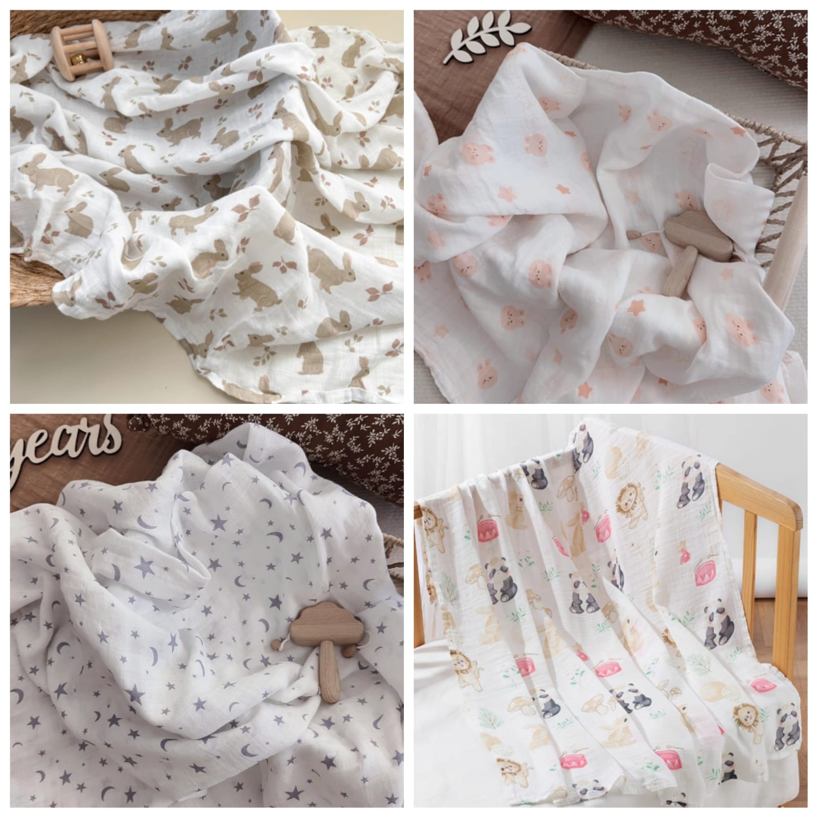 Emmanuel Baby Swaddle Blanket 100 Percent Muslin Cotton