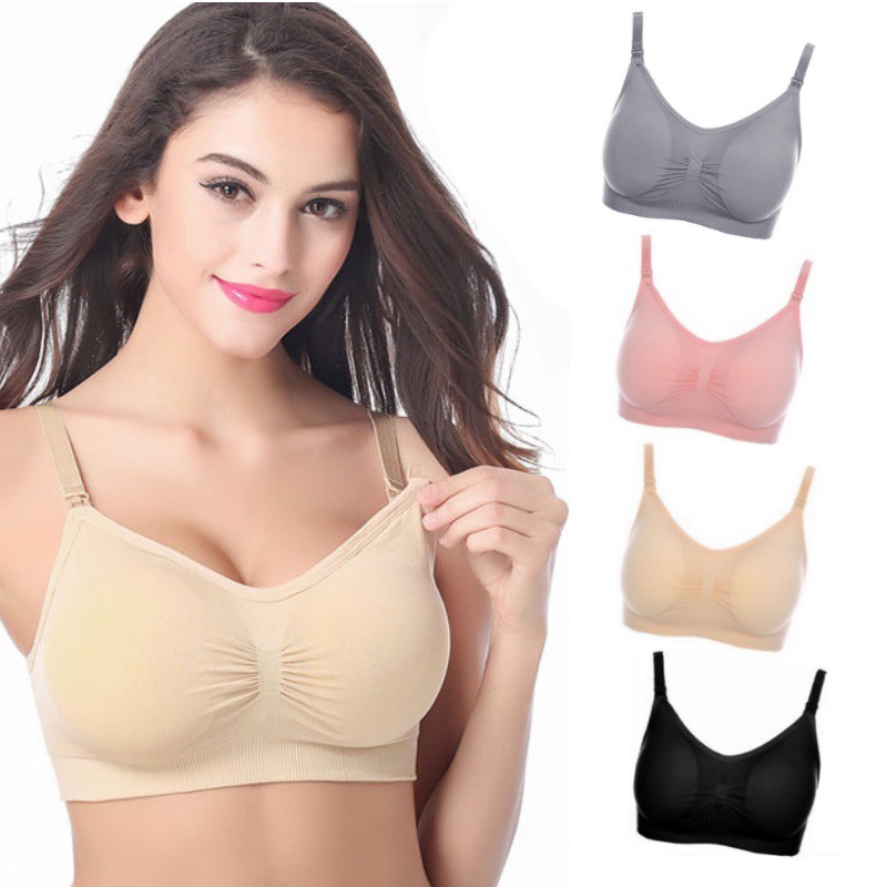 Mummykidz Seamless Nursing Bra - Pink / Grey (bundle Of 3)
